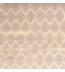 Brown color traditional cotton balls geometric shaped oval vertical lines ogee pattern poly fabric main curtain